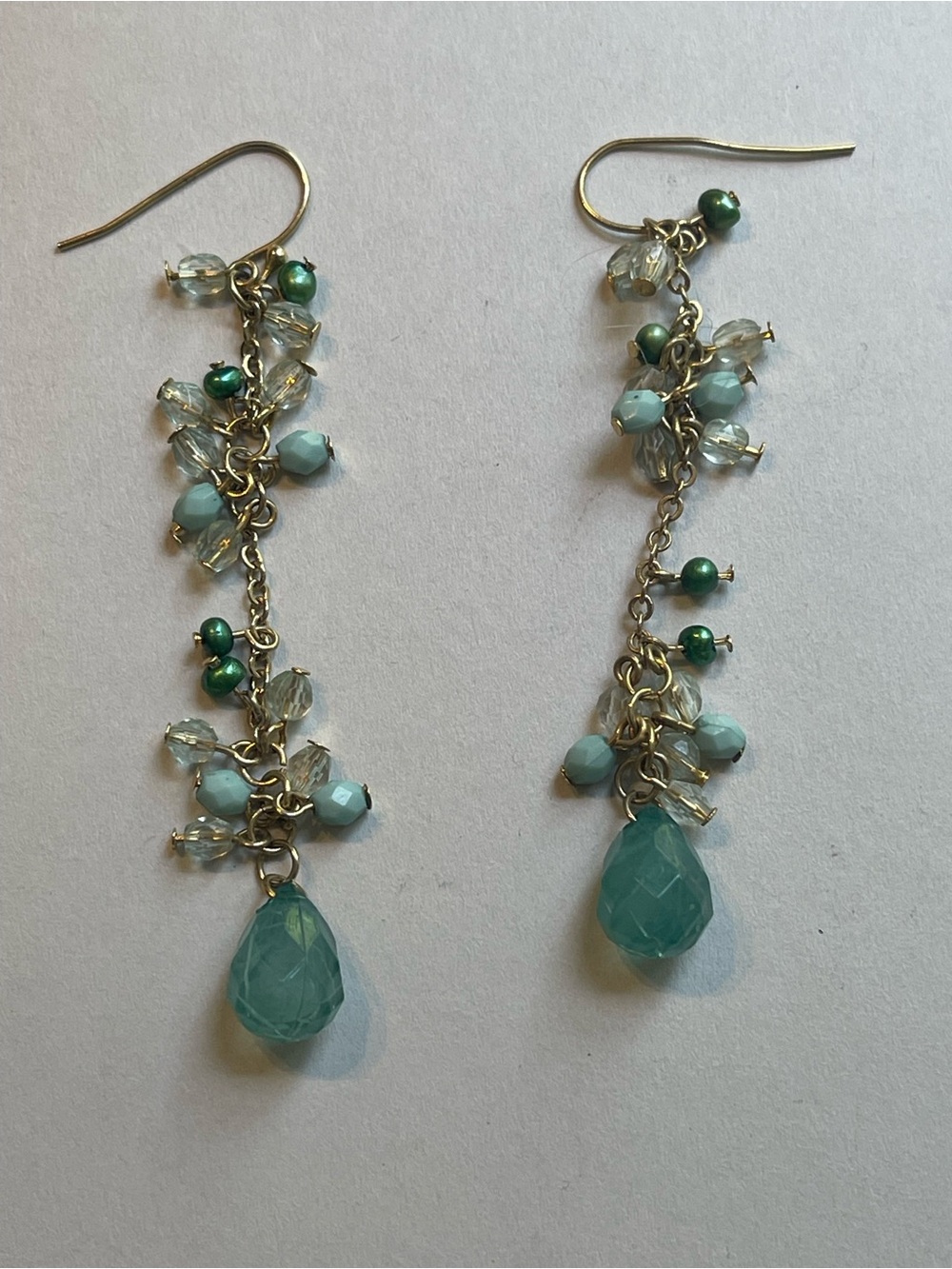 Delicate Aqua Teardrop Dangle Earrings - Women Jewelry - Picture 2 of 4